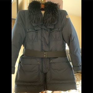 Authentic navy blue monclair puffy jacket with fur